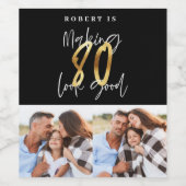 黒金ゴールド80歳の誕生日数々の写真パーティー ワインラベル (シングルラベル)