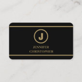 黒金ゴールド | モノグラムモダンミニマエレガントリスト 名刺 (正面)