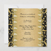 黒金ゴールド「任意の年齢」のエレガントパーティー 招待状 (裏面)