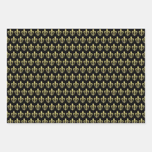 黒金ゴールド(紋章の)フラ・ダ・リフランスのラッピングシートセット ラッピングペーパーシート (正面)