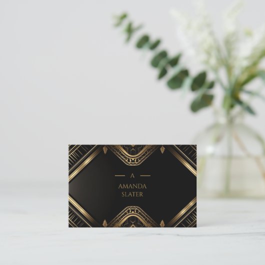 黒金ゴールド |高モダン価エレガント 名刺 (スタンド正面)