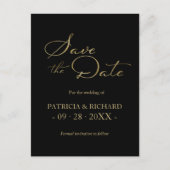 黒金ゴールドQRコード結婚式日付の保存 ポストカード (正面)