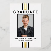 黒金モダン箔の卒業発表 箔招待状 (正面)