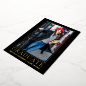 黒金モダン箔の卒業発表 箔招待状 (回転した状態)