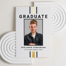 黒金モダン箔の卒業発表 箔招待状