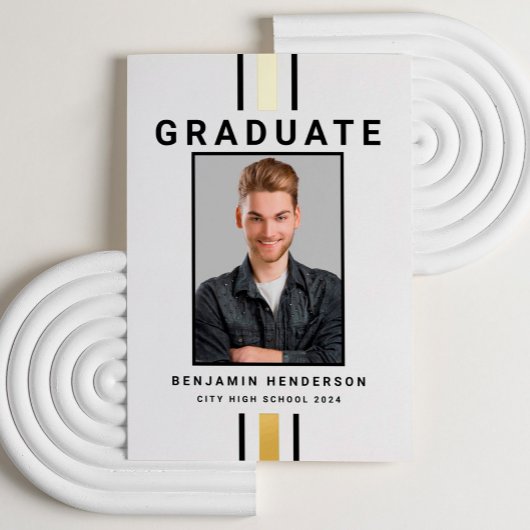 黒金モダン箔の卒業発表 箔招待状