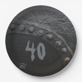 黒金属工業スタイルマンパーティー ペーパープレート (正面)