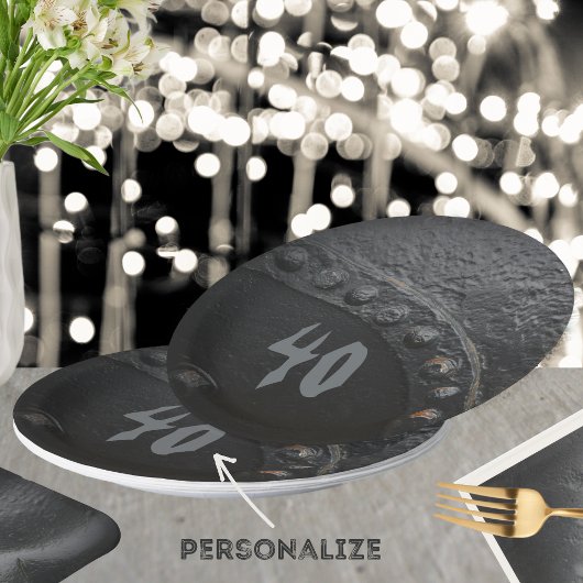 黒金属工業スタイルマンパーティー ペーパープレート