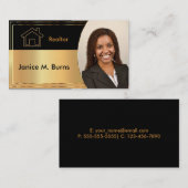 黒金属金ゴールド不動産仲介業者写真デザイン 名刺 (正面/裏面)