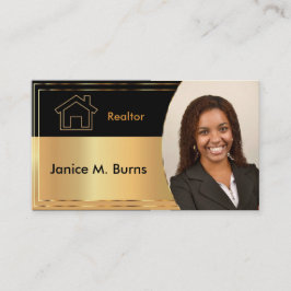 黒金属金ゴールド不動産仲介業者写真デザイン 名刺