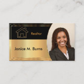 黒金属金ゴールド不動産仲介業者写真デザイン 名刺 (正面)