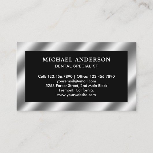 黒金属鋼歯歯科臨床歯科医 名刺 (裏面)