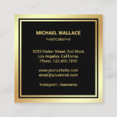 黒金箔カメラプロフェッショナル写真家 スクエア名刺 (裏面)