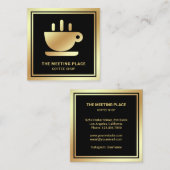 黒金箔コーヒーカップコーヒーショップ スクエア名刺 (正面/裏面)