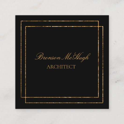 黒金箔モダンミニマル スクエア名刺 (正面)
