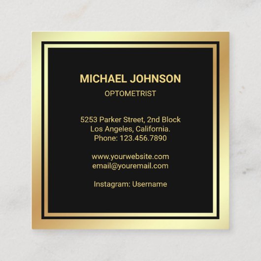 黒金箔眼鏡アイドクターオプトメトリスト スクエア名刺 (裏面)