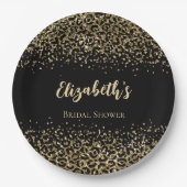 黒金豹柄グリッター ブライダルシャワー ペーパープレート (正面)