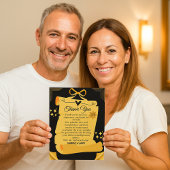 黒金 古典的な巻物 50周年記念 結婚式 サンキューカード