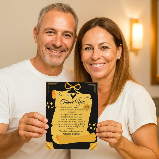 黒金 古老の巻物 結婚50周年 サンキューカード