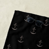 黒銀いかり海モノグラム男 ビーチタオル (インサイチュ)