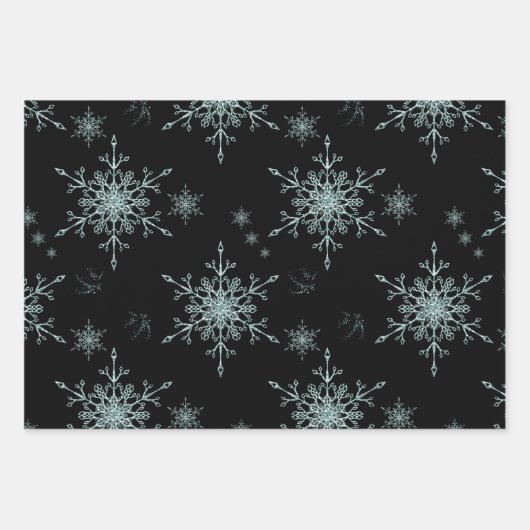 黒銀のクリスマス ラッピングペーパーシート (正面)