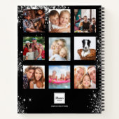 黒銀のグリッター名monogram photo collage ノートブック (裏面)