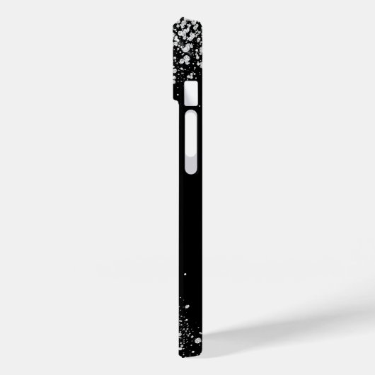 黒銀のグリッター花ブルゴーニュの名前 Case-Mate iPhoneケース (裏面 / 左)