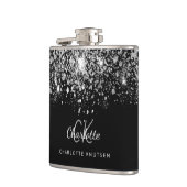 黒銀のグリッター ベストフレンド モノグラム フラスク (左)