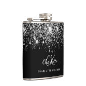 黒銀のグリッター ベストフレンド モノグラム フラスク (右)