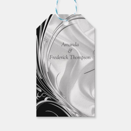 黒銀のシルクアイボリー ギフトタグ (正面)
