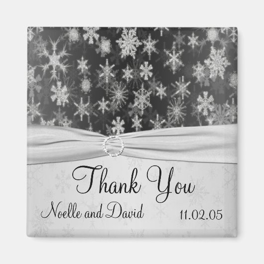 黒銀の雪片ありがとう磁石 マグネット (正面)