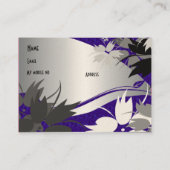 黒銀の青い花のプロフィールビジネスカード 名刺 (裏面)