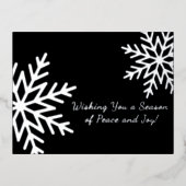 黒銀はっきりした冬スノーフレーク事業 箔シーズンポストカード (正面)