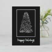 黒銀エレガントのクリスマスツリー 箔シーズンカード (立ち正面)