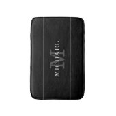 黒銀エレガントモノグラム名パーソナライズされた バスマット (正面縦)