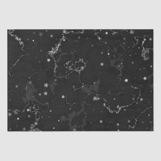 黒銀エレガント大理石の星 薄葉紙 (正面)