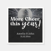 黒銀エレガント白大晦日結婚の スタンダードカクテルナプキン (正面)