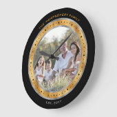 黒銀エレガント金箔名前をカスタムする写真 ラージ壁時計 (傾斜)