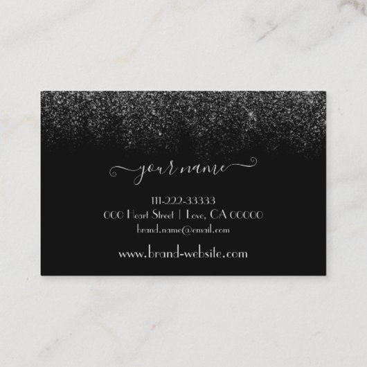黒銀エレガント雨ソフトグリッター化粧品 名刺 (裏面)