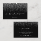 黒銀エレガント雨ソフトグリッター化粧品 名刺 (正面/裏面)