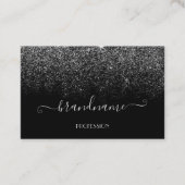 黒銀エレガント雨ソフトグリッター化粧品 名刺 (正面)