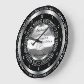 黒銀エレガント25結婚周年 ラージ壁時計 (傾斜)
