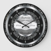 黒銀エレガント25結婚周年 ラージ壁時計 (正面)