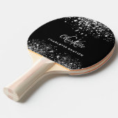 黒銀グリッターダストモノグラム名グリッター 卓球ラケット (正面アングル)