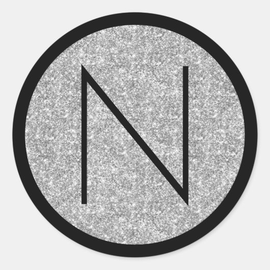 黒銀グリッターモノグラム ラウンドシール (正面)