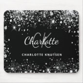 黒銀グリッターモノグラムinitails名 マウスパッド (正面)