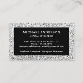 黒銀グリッター歯歯科クリニック歯科医 名刺 (裏面)