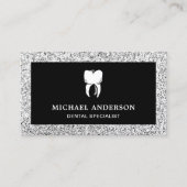 黒銀グリッター歯歯科クリニック歯科医 名刺 (正面)