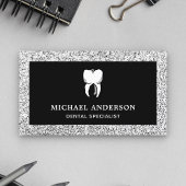 黒銀グリッター歯歯科クリニック歯科医 名刺