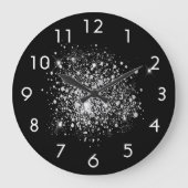 黒銀グリッター粉 ラージ壁時計 (正面)